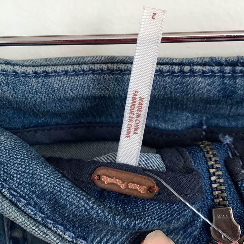 Free People Modern Femme Denim Blue Jean Back Zip Casual Retro Y2K Mini Skirt - Picture 6 of 9